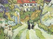 Vincent Van Gogh Village Street and Steps in Auers with Figures (nn04) Germany oil painting reproduction